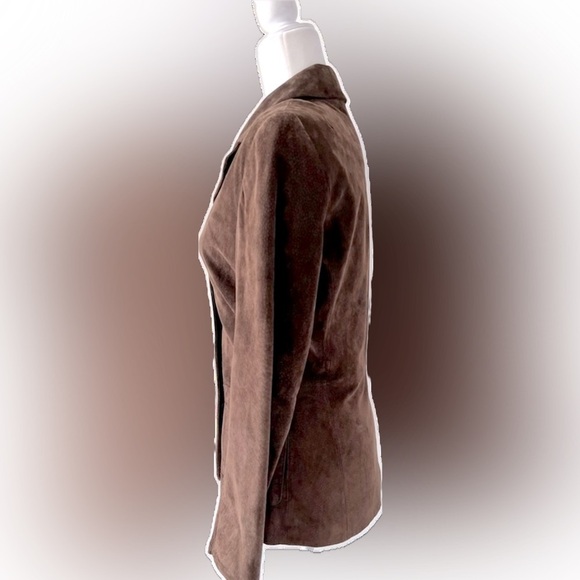 GUC! - KENNETH COLE REACTION Womans Brown Suede Leather Blazer Jacket Size Small - Picture 4 of 9